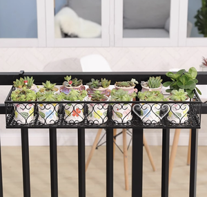 <span class=keywords><strong>Jardinière</strong></span> rectangulaire en métal noir à suspendre, pot <span class=keywords><strong>de</strong></span> fleurs en fer avec crochets <span class=keywords><strong>pour</strong></span> balcon et jardin extérieur - Product Image 6