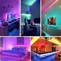 Vente flash : Ruban LED SMD 2835 RGBW de 5 m (16,4 pi) avec télécommande 24 touches, Wi-Fi, musique, bande LED RGBIC, lumière LED RGB