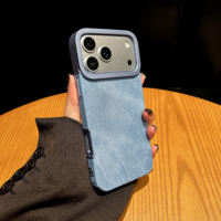 Étui de téléphone portable de luxe en denim magnétique de haute qualité avec gaufrage TPU pour 17 Pro Max, cadre métallique original 15, protection contre les chutes