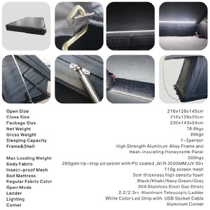 Grande <span class=keywords><strong>tente</strong></span> <span class=keywords><strong>de</strong></span> <span class=keywords><strong>toit</strong></span> rigide avec système <span class=keywords><strong>de</strong></span> levage et coins en aluminium - Intérieur spacieux pour le camping - Product Image 6