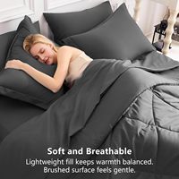 Ensemble de couette 7 pièces gris foncé - Ensemble de lit complet Queen Size 7 pièces, ensemble de literie luxueux et doux pour toutes les saisons, ensemble de literie avec couette