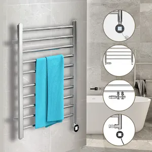 Waterproof Towel Warmer Wall Mount Electric Water Heated Towel Rack With Thermostat hydronic