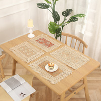 Chemin de table de luxe avec dentelle brodée européenne, tapis de table à manger résistant à la chaleur, housse anti-poussière en tissu