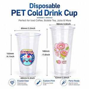 Gobelets en plastique PET jetables personnalisables de 16 oz avec impression numérique, idéaux pour les milkshakes, les salons de thé, les restaurants rétro et les friandises classiques. - Product Image 3