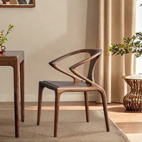Chaise de bureau minimaliste en bois massif style nordique BST, dossier en noyer noir de style italien, chaise de salle à manger moderne de style chinois pour la maison