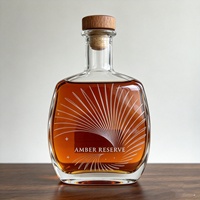 Bouteille en verre personnalisable de 750 ml, vide, transparente, gravée au laser, à joint hermétique, pour Tequila, Whisky, Brandy, avec bouchon en liège