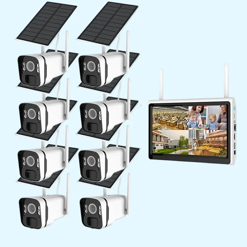 4mp Solar Surveillance Camera kit Wireless CCTV System Camera WIFI 8CH NVR Solar IP Camera WIFI Power saving
