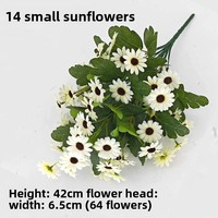 14 Tangkai Bunga Sunflower Daisy Buatan Kecil, Buket Bunga untuk Dekorasi Rumah, Pernikahan, dan Meja, Grosir