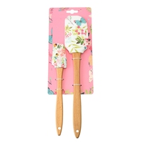Kit de spatules à fleurs en silicone antiadhésives écologiques modernes avec manche en bois, outil de pâtisserie pour la crème de Noël, marque ZMMY en stock