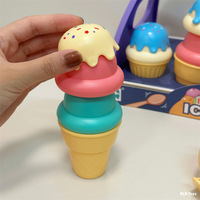 Jouet de magasin de crème glacée en plastique pour enfants, jeu d'empilage de cônes et de desserts, jouet éducatif interactif parent-enfant