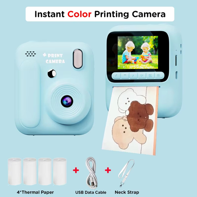 HD Video Digital Kids Instant Camera for Girls Boys Age 3-12 Years Old Photo Printing Camera Toddlers Portable Toys for Travel