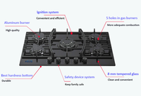 Chine Vente en gros Cuisinière encastrée Cuisinière à gaz 35 pouces à panneau en acier inoxydable Table de cuisson GPL à cinq brûleurs pour la cuisine