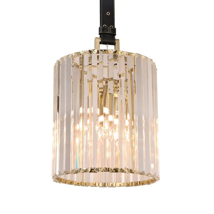 Indoor Lighting Decorated Living Room Free 90cm Adjustable Leather Belt Crystal Pendant Lamp