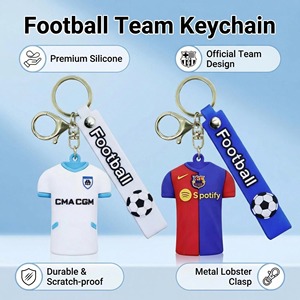 Porte-clés transfrontalier en jersey, pendentif moulé par injection en forme <span class=keywords><strong>de</strong></span> ballon <span class=keywords><strong>de</strong></span> football, article <span class=keywords><strong>de</strong></span> supporter, petit cadeau pour fixation sur sac - Product Image 1