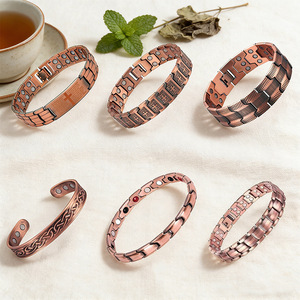 <b>Copper</b> Magnetic <b>Bracelet</b> For Men Geometric Cross Design Adjustable Gift Jewelry - Product Image 1