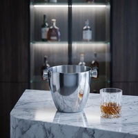 Seau à glace classique professionnel 5,0 L en argent pour bars - Vaisselle personnalisée en acier inoxydable pour vin, bière et service