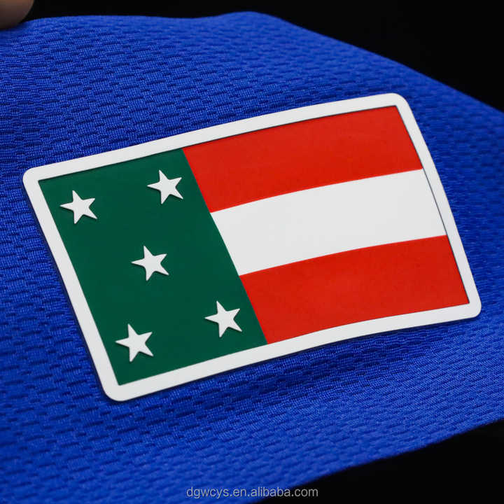 Custom Raised Rubber Heat Transfer National Flag Patches 3d Silicone Logo Thermal Printed Vinyl Sticker Clothing Label