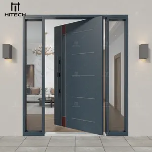 Hitech porta d'ingresso principale nera personalizzata porte in acciaio inossidabile a bilico in metallo porte d'ingresso anteriori di sicurezza per appartamento di casa