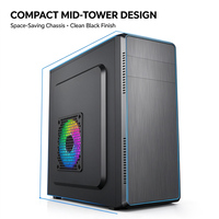 Boîtier d'ordinateur de jeu Micro-ATX, châssis noir de taille moyenne, prend en charge plusieurs ventilateurs et une carte graphique longue