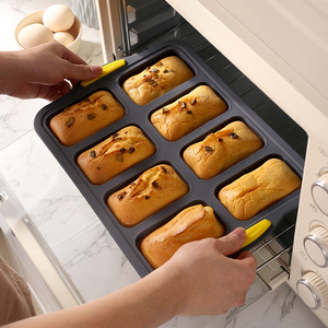 Molde Cuadrado de Silicona y Acero Inoxidable <span class=keywords><strong>para</strong></span> 8 Muffins, Color Gris + Amarillo, con Asas, <span class=keywords><strong>para</strong></span> Hornear en Horno, <span class=keywords><strong>para</strong></span> Pudín, Gelatina, Utensilio de Cocina - Product Image 4