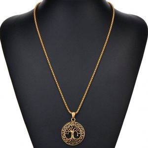 Factory Wholesale Fashion Vintage Hollow Wishing Tree Pendant Men Jewelry 316L Stainless Steel Life Tree Necklace - Product Image 4