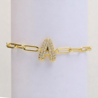 Bracelet en forme de ballon à bulles avec lettres incrustées de zircon et chaîne d'extension, bijou tendance pour femme, vente en gros