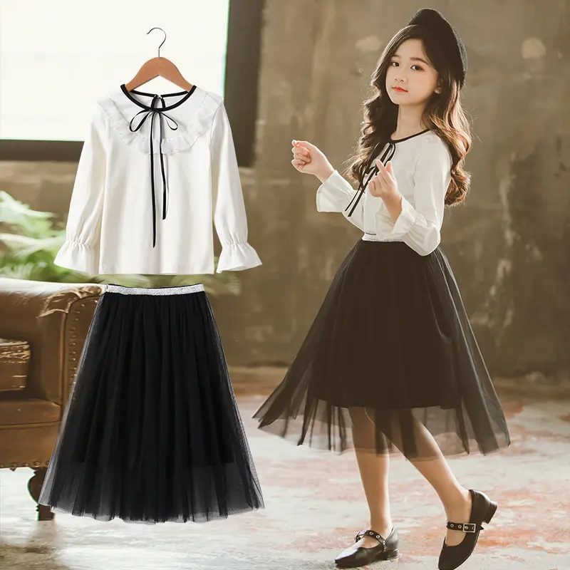2019 новая модель оптовая продажа большого размера Корейская версия Модное детское осеннее платье для девочек комплекты