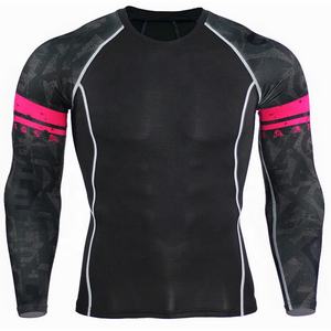 Haut de sport à compression performante, coupe ajustée, col rond, manches longues, pour homme, noir, en spandex, séchage rapide et anti-plis, PIHA SPORTS - Product Image 4