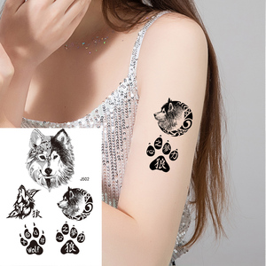 <span class=keywords><strong>Tatouage</strong></span> temporaire écologique en papier Wolf, autocollant imperméable, adhésif pour le visage, le corps, le bras, design luxueux et cool, vente en gros d'usine - Product Image 3