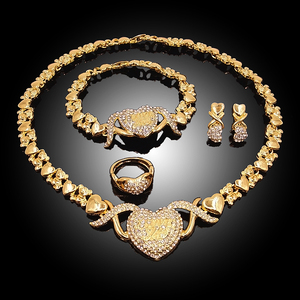 Collar Yulaili Bear I Love You con Abrazos y Besos Xoxo, Conjunto de Joyería Estilo Oro de Dubái, Regalos y Accesorios - Product Image 5