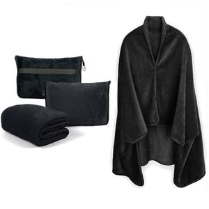 Custom Travel Airplane Bag Nap Shawl Cover Blanket with Buckle Flannel Foldable Casual Double-sided Fleece Storage Blan Blanket - Product Image 2