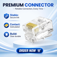 K&R-203 RJ14 RJ11 Modularer Stecker 6p6c 6-polig Telefonkristallkopf PC-Material Hergestellt in China Zhejiang