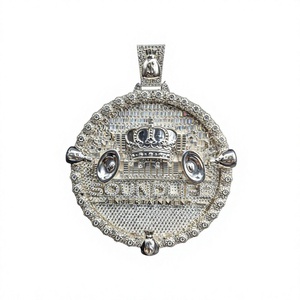 Pendentif Thème Couronne Soundies Entertainment en Moissanite, Alliage d'Argent 925, Cristal et Strass, Style Hiphop, Breloque Unisexe - Product Image 1