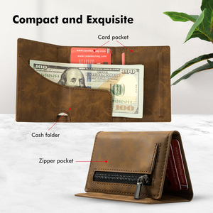CASEKEY Ultra Thin Business Leather <b>Card</b> <b>Holder</b> <b>Wallet</b> Detachable Design Strong Magnetic <b>Wallet</b> with Zipper <b>for</b> Cell Phone - Product Image 5