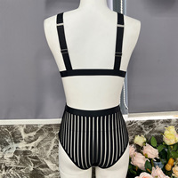Vente chaude femmes Sexy Lingerie ensemble XL taille Nylon débardeur avec correspondant rayures sous-vêtements exotique soutien-gorge conception dentelle décoration