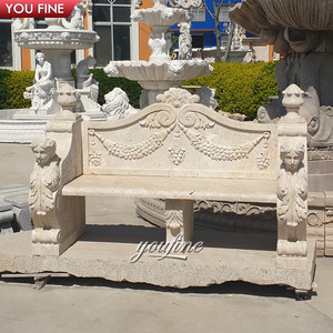 En plein air Jardin Sculpté À La Main <span class=keywords><strong>Beige</strong></span> Banc De Marbre - Product Image 4