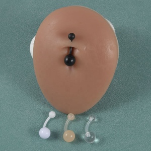 4Pcs Thiết Lập Trắng Đen Acrylic Linh Hoạt Bioplast Bụng Nút Nhẫn Kim Cương Ngọc Trai Đá Trang Sức Cho Phụ Nữ Của Navel Piercing Đám Cưới - Product Image 5