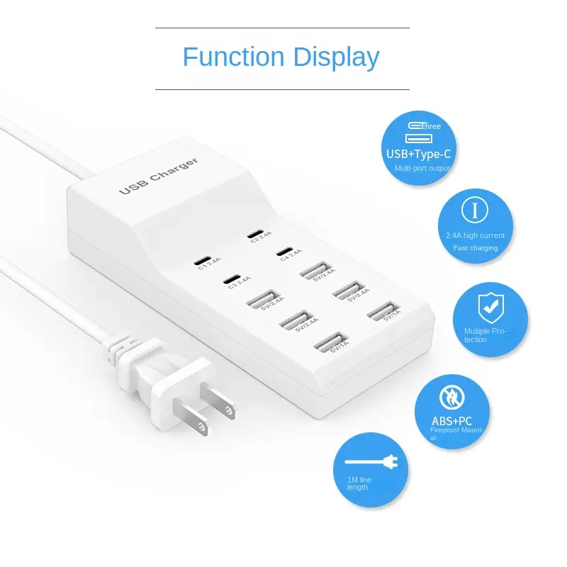 6-Port USB sạc 4type-c áp dụng di động phổ quát cho điện thoại máy tính bảng sạc 5V2A Thông Minh Sạc nhanh 50W