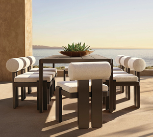 Ensemble de table et de chaises de salle à manger en aluminium moderne pour l'extérieur, résistant aux intempéries, pour jardin, cour, meubles d'extérieur - Product Image 1