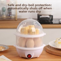 Cuiseur à œufs électrique multifonction en acier inoxydable, directement de l'usine, avec couvercle transparent et protection anti-ébullition à sec, appareil de cuisine, cadeau