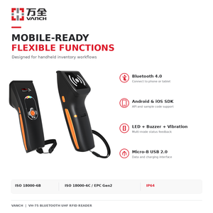 Vanch VH-75 UHF RFID Handheld Bluetooth Reader Portable Scanner Android RFID Barcode Scanner For Library Retail Store - Product Image 3