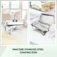 Luxe 8QT rechthoekige roestvrijstalen chafing dish buffetset met voedsel & water voor hotel, restaurant, tafeldecoratie, feestjes en catering