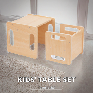 Montessori-phong cách Chiều cao có thể điều chỉnh Toddler bảng và ghế thiết lập cai sữa bảng cho trẻ em tuổi 1-3 làm bằng gỗ cao su gỗ Bảng - Product Image 2