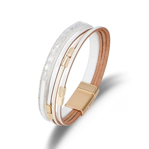 Bracciale <span class=keywords><strong>in</strong></span> stile bohémien, monili <span class=keywords><strong>in</strong></span> <span class=keywords><strong>pelle</strong></span> multistrato con perline realizzati artigianalmente PK-0016 bracciale a chiusura magnetica europeo e americano - Product Image 5