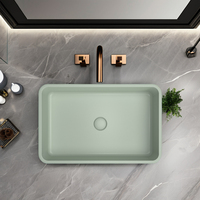 MOHOM Lavabo de salle de bain rectangulaire moderne en granit texturé effet béton naturel, résistant à l'eau, avec comptoir intégré, 16L
