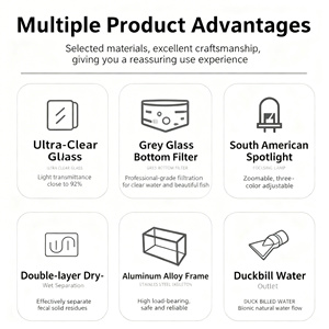 Klein en middelgroot aquascaping <span class=keywords><strong>aquarium</strong></span>, bodemfilter van aluminiumlegering met zijoverloop, meerdere maten - Product Image 5