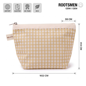 <b>Gingham</b> Trapezoid Pouch Lobster Clasp Yellow Light Grey <b>Red</b> White Makeup Bag Custom Logo OEM BSCI - Product Image 6
