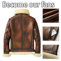 Manteau d'hiver en peau de mouton véritable pour homme, veste en cuir de pilote de moto en cuir véritable de haute qualité
