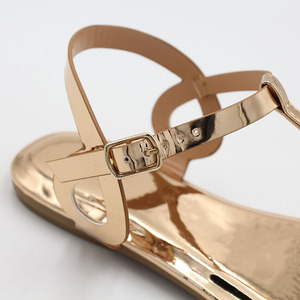 Diseno de moda simple al por mayor Zapatillas personalizadas traspirabili logotipo de oro sandalias flip-flop de dama - Product Image 5