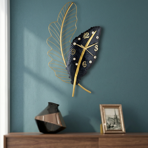 Modern Metal Leaf <b>Wall</b> <b>Clock</b> Abstract Geometric <b>Design</b> Silent Quartz Analog Hanging <b>Clock</b> for Living Room Decor - Product Image 3